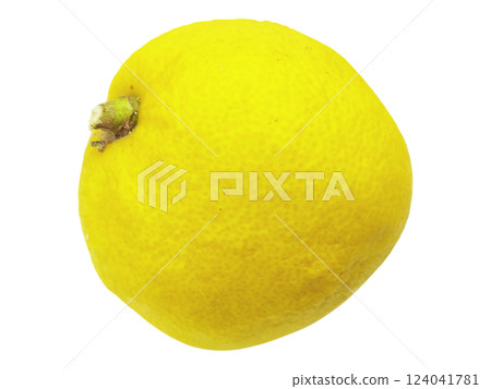 Vibrant yellow citrus fruit, isolated on white.  Perfect for food blogs, health  wellness websites, or refreshing summer designs.  Clean, simple aesthetic conveys freshness and natural goodness. 124041781