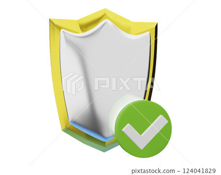 Vibrant 3D illustration of a protective shield with a green checkmark, symbolizing security, safety, and approval. Perfect for websites, apps, or presentations needing a modern, reassuring visual. Vibrant 3D illustration of a protective shield with a green checkmark, symbolizing security, safety, and approval. Perfect for websites, apps, or presentations needing a modern, reassuring visual. 124041829