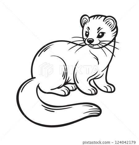 Doodle Vector Illustration of a Marten in Cartoon Style 124042179