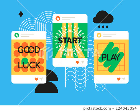 Posts with a positive message - social media screens templates set 124043054