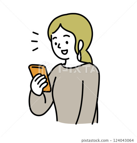 Vector illustration of a woman looking at her smartphone and finding something 124043064