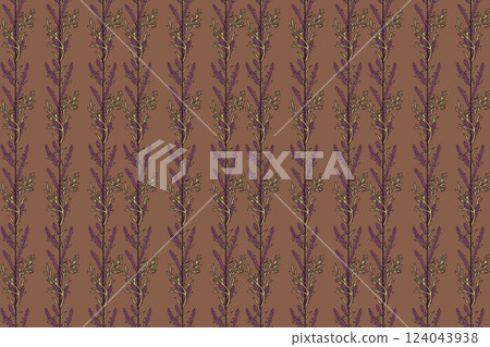 Botanical seamless plant and berry pattern vector illustration. Repeating floral pattern in brown pastel color background. Graphic design for Fashion Cover Textile Birthday Greeting Card Invitation Botanical seamless plant and berry pattern vector illustration. Repeating floral pattern in brown pastel color background. Graphic design for Fashion Cover Textile Birthday Greeting Card Invitation 124043938