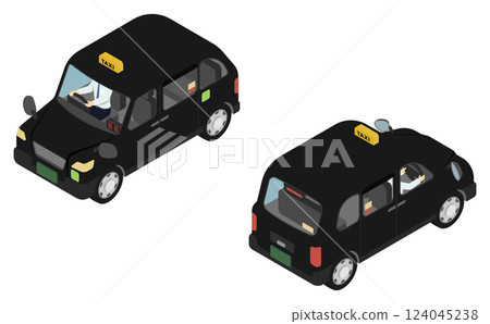 Isometric illustration: taxi and driver 124045238