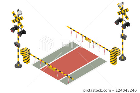 Isometric illustration: railroad crossing 124045240