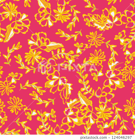 Abstract Brush Strokes Floral Seamless for fashion prints, patterns, backgrounds. Vector illustration 124046297