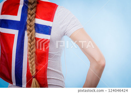 Girl with norwegian flag Girl with norwegian flag 124046424