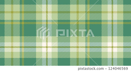 A seamless tartan plaid pattern in green and light beige hues with a classic and natural design. Ideal for textile design, fashion, decor, and creative backgrounds with a fresh and timeless appeal. 124046569