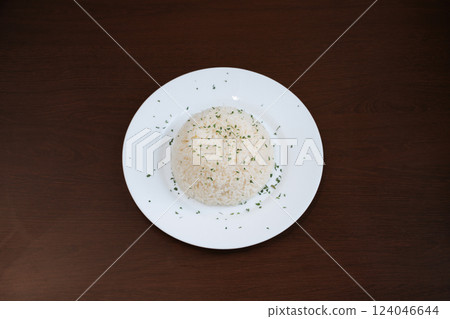 Plain fragrant white rice. Delicious freshly prepared meal, perfect for menus, restaurants, or food delivery concepts. Plain fragrant white rice. Delicious freshly prepared meal, perfect for menus, restaurants, or food delivery concepts. 124046644