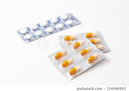 Prescription drugs on white background 124046845
