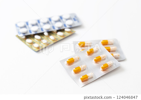 Prescription drugs on white background 124046847