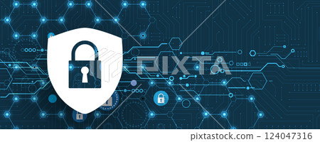 Cyber security. Lock icon in personal data security Cyber security. Lock icon in personal data security 124047316
