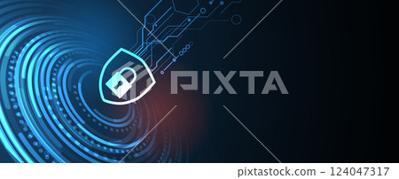 Cyber security. Lock icon in personal data security Cyber security. Lock icon in personal data security 124047317