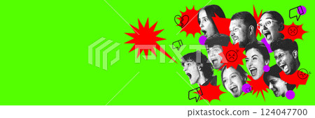 Intense expressions with bold graphic elements. Depicting raw emotions, customer reactions, and brand response. Intense expressions with bold graphic elements. Depicting raw emotions, customer reactions, and brand response. 124047700