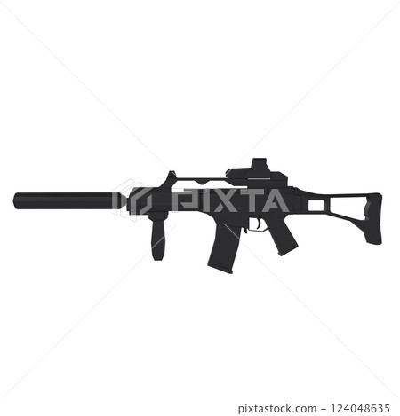 Tactical rifle with suppressor and optics on white background Tactical rifle with suppressor and optics on white background 124048635