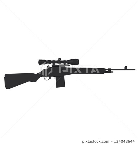 Long-range rifle with scope isolated on white background 124048644