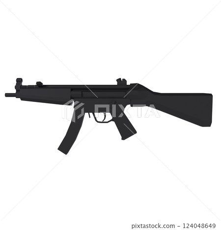 Black assault rifle isolated on white background 124048649