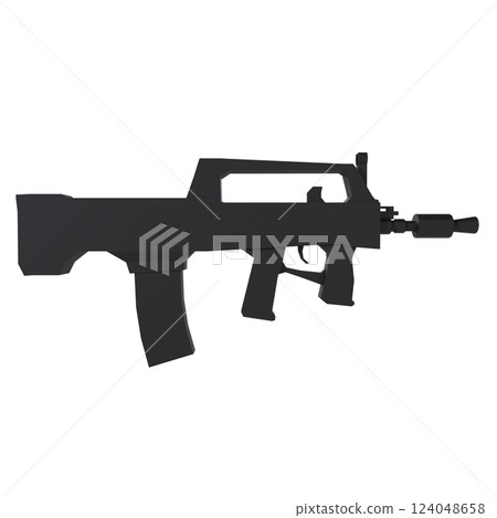 Black assault rifle isolated on white background 124048658
