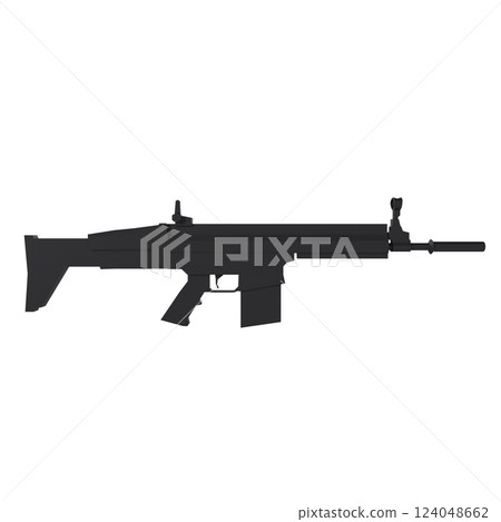 Modern firearm with unique design isolated on white background 124048662