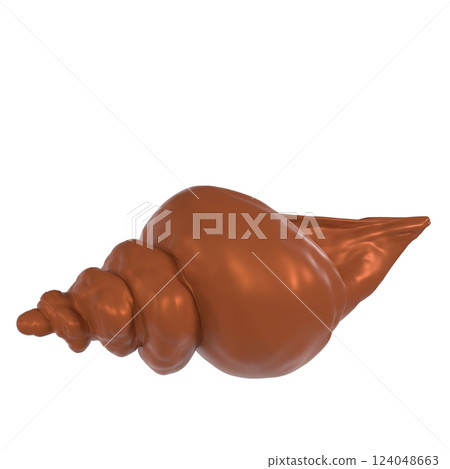 Brown spiral seashell isolated on white background 124048663