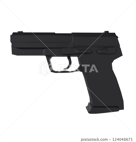 Black semi-automatic pistol isolated on white background Black semi-automatic pistol isolated on white background 124048671
