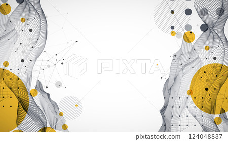 The abstract wave is made in a frame style. Template for science and technology presentation. Vector art. The abstract wave is made in a frame style. Template for science and technology presentation. Vector art. 124048887