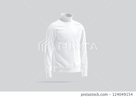 Blank white turtleneck sweater mockup, grey background Blank white turtleneck sweater mockup, grey background 124049154