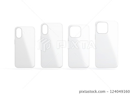 Blank white phone glossy case mockup set, front view Blank white phone glossy case mockup set, front view 124049160
