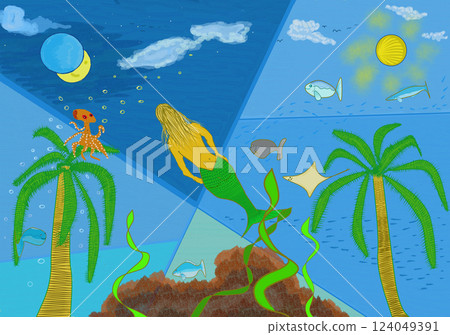 Sky and sea illustration 124049391