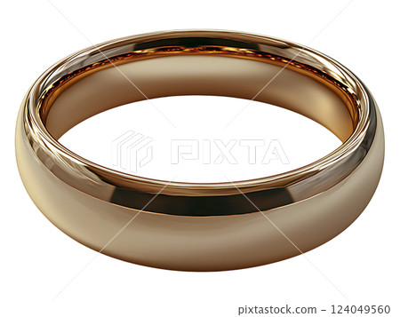 A polished gold band, gleaming with a warm, luxurious sheen.  Perfect for representing commitment, eternity, or highend luxury. 124049560