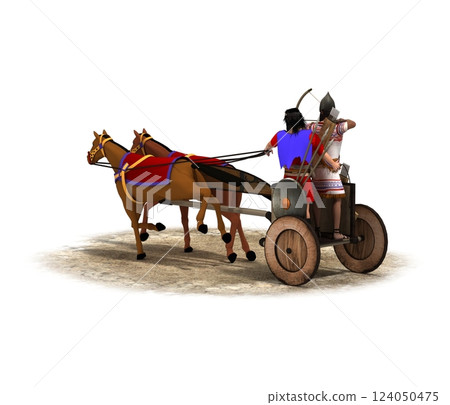 persian chariot, 3d render, illustration 124050475