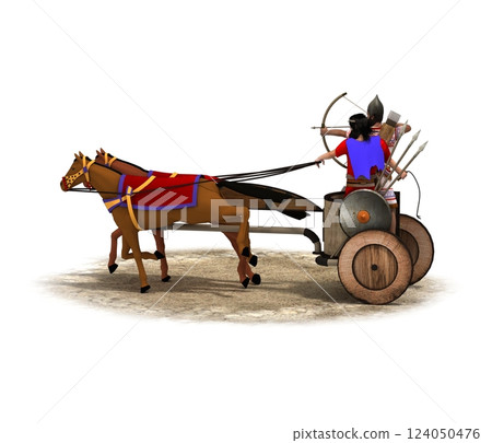 persian chariot, 3d render, illustration persian chariot, 3d render, illustration 124050476