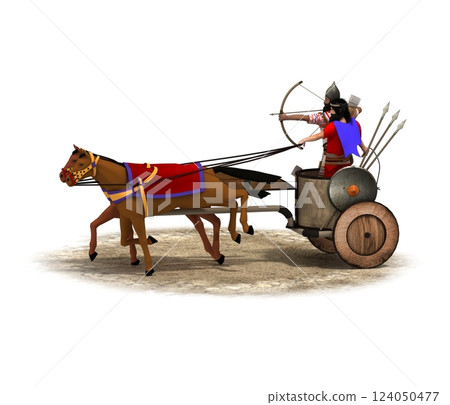 persian chariot, 3d render, illustration 124050477
