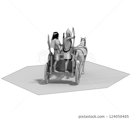 persian chariot, 3d render, illustration persian chariot, 3d render, illustration 124050485