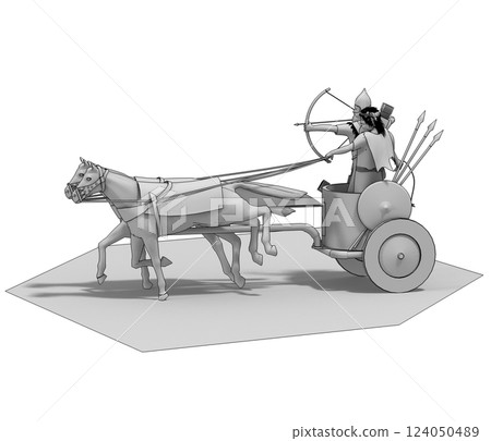 persian chariot, 3d render, illustration 124050489
