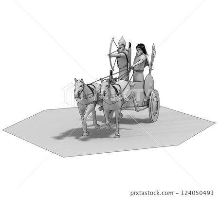 persian chariot, 3d render, illustration 124050491