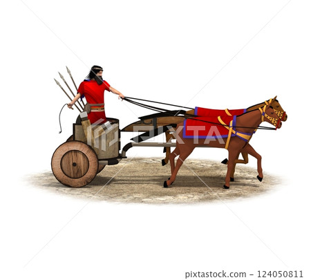 persian chariot, 3d render, illustration 124050811