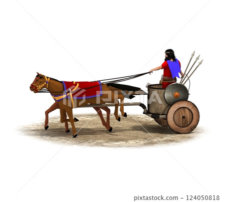 persian chariot, 3d render, illustration 124050818
