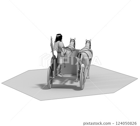 persian chariot, 3d render, illustration persian chariot, 3d render, illustration 124050826