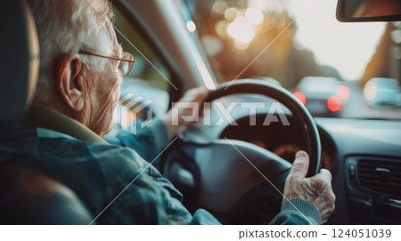 A caregiver driving an elderly person to a medical appointment, illustrating the responsibility of transportation and ensuring regular healthcare check-ups 124051039