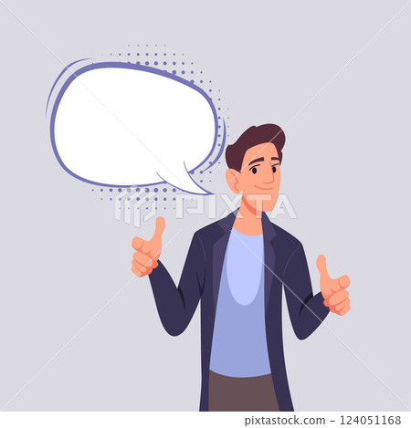 Pointing businessman. man standing with empty speech bubble 124051168