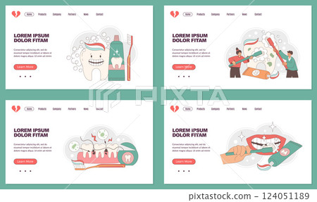 Dentist landing. web pages templates with conceptual medical pictures for dentists theme 124051189