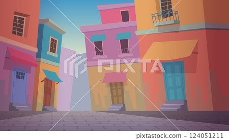Colored houses. urban landscape with cozy village houses 124051211