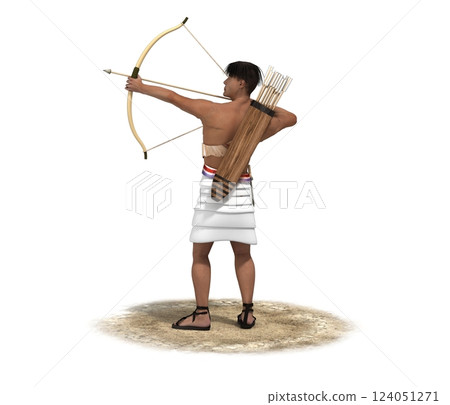 archer character, 3D rendering, illustration, cg archer character, 3D rendering, illustration, cg 124051271