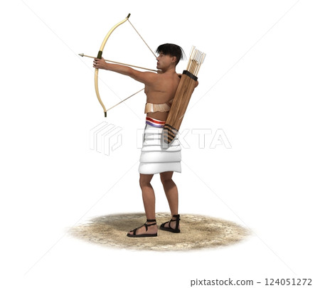 archer character, 3D rendering, illustration, cg archer character, 3D rendering, illustration, cg 124051272