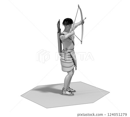 archer character, 3D rendering, illustration, cg archer character, 3D rendering, illustration, cg 124051279