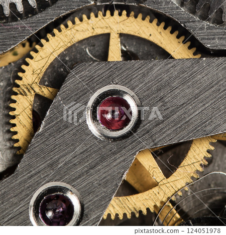 old clockwork, metal gears close up old clockwork, metal gears close up 124051978