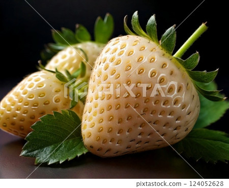 White strawberry White strawberry Black background 124052628