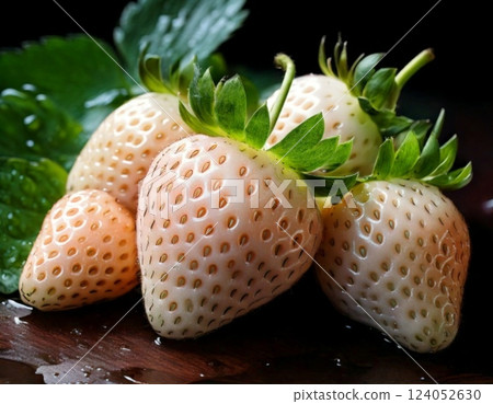 White strawberry White strawberry Black background 124052630