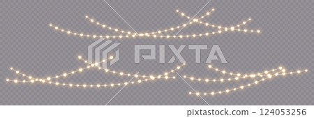 Bright garlands with a golden glow. 124053256