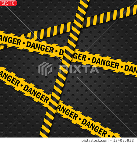 Black and color caution lines isolated. Realistic warning tapes. Danger signs. Vector background. 124053938